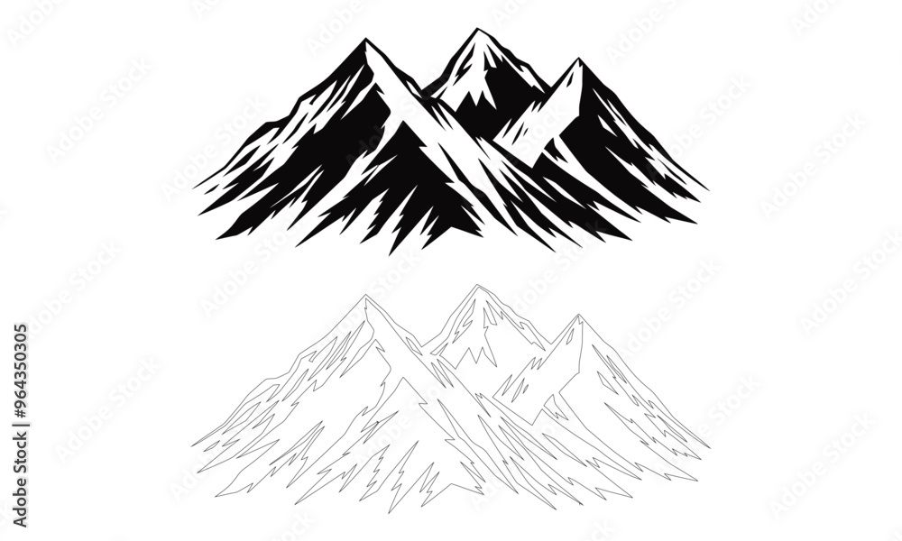 Fototapeta premium mountain vector, icon, logo. Set of rocky mountain silhouette. bundle vector