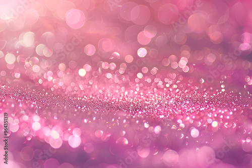 A sparkling pink background filled with glitter and bokeh effects, creating a magical and festive atmosphere, A detailed view showcasing a textured pink glitter background, with sparkles and shimmer 