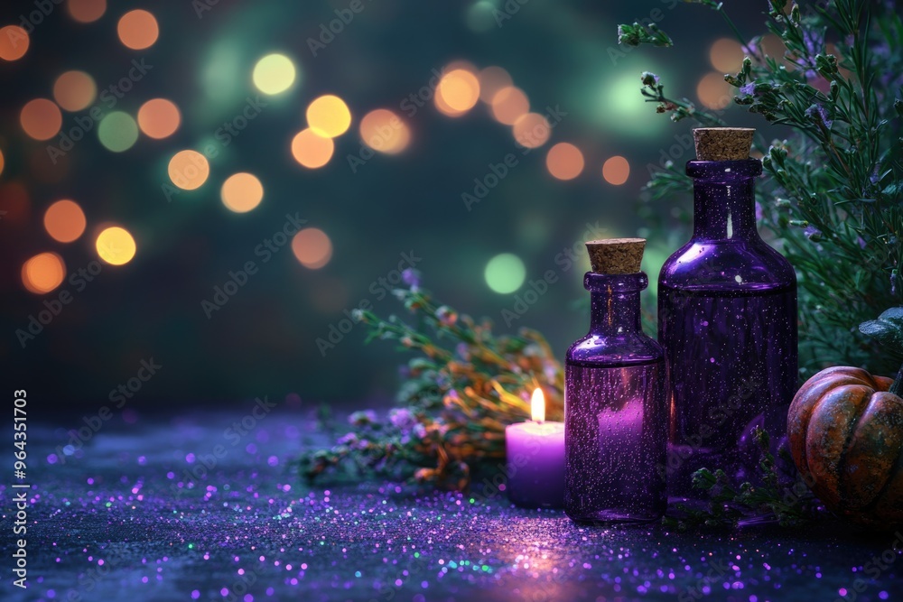 Abstract modern dark purple and green glitter sparkle Spooky Halloween magic trick treat night, ai generated Abstract modern dark purple and green glitter sparkle Spooky Halloween magic trick treat night, ai generated