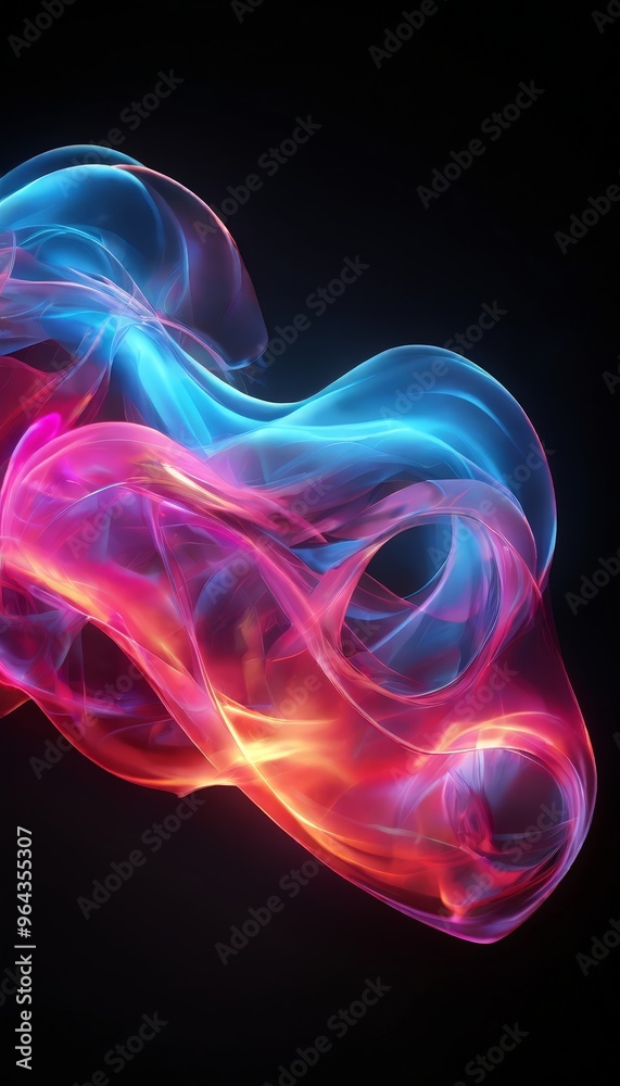 swirling, abstract pattern of pink and blue hues, resembling smoke or a flame, against a dark background. swirling, abstract pattern of pink and blue hues, resembling smoke or a flame, against a dark background.