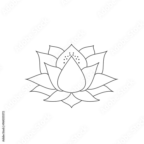 Elegant Lotus Flower Mandala - Symmetrical Line Art Illustration

