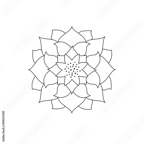 mandala using lotus flowers and other water plant shapes design for coloring books. mandala line art vector illustration for Mehndi, tattoo, yoga logo, pattern design

