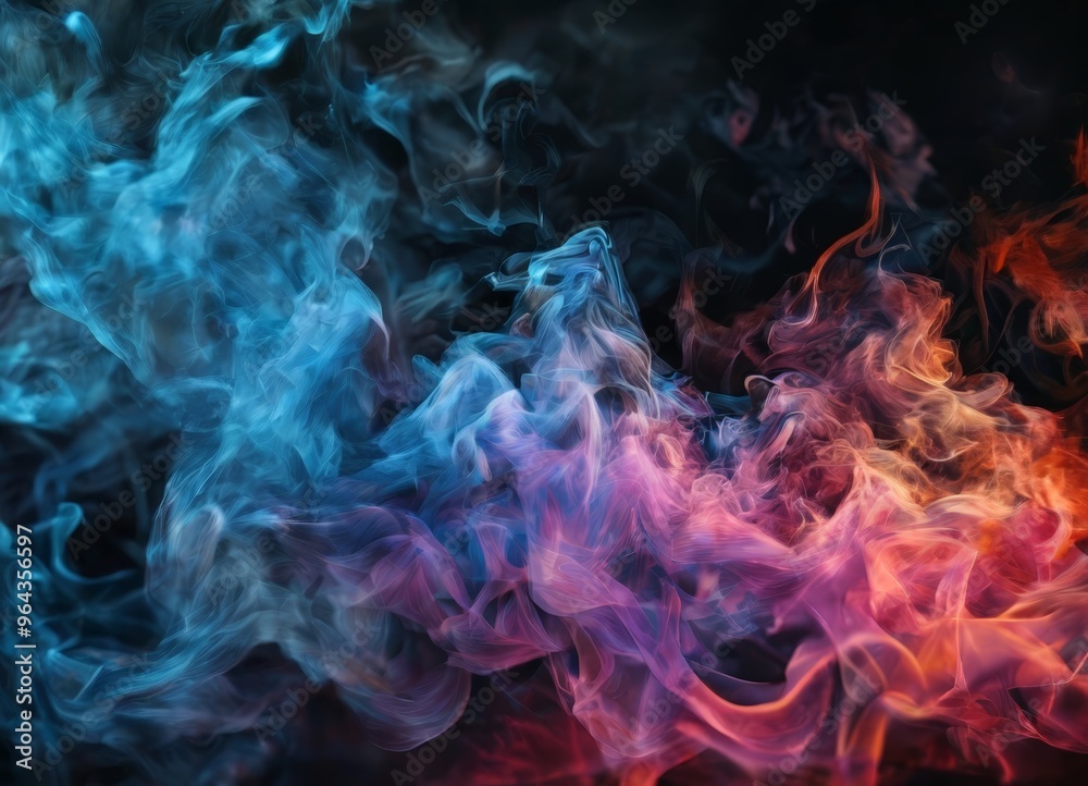 a swirling pattern of blue, pink, and orange smoke, creating a dynamic and visually striking composition. a swirling pattern of blue, pink, and orange smoke, creating a dynamic and visually striking composition.