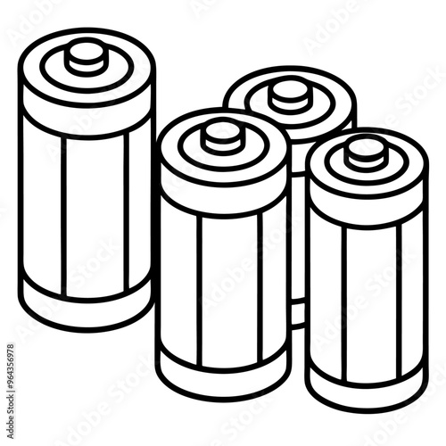 batteries  outline coloring book page line art illustration digital drawing