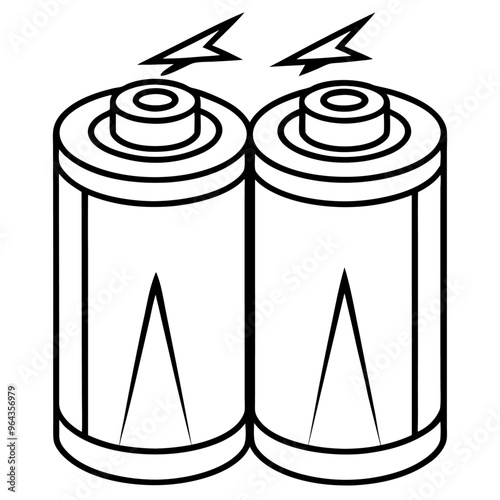 batteries  outline coloring book page line art illustration digital drawing