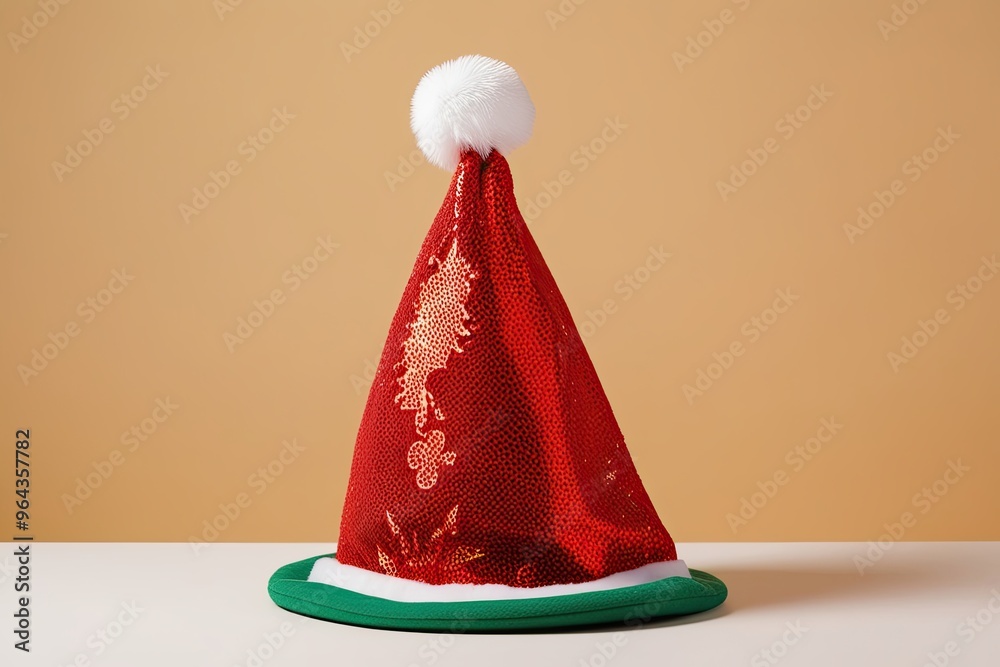 Vibrant Red Christmas Hat Isolated on Bright Background Perfect for Holiday Celebrations Vibrant Red Christmas Hat Isolated on Bright Background Perfect for Holiday Celebrations