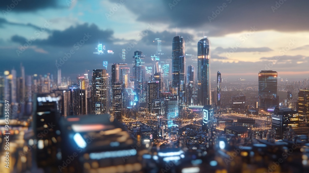 Naklejka premium AI city innovative infrastructure