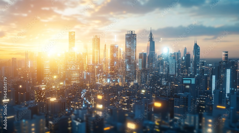 Fototapeta premium AI cityscape innovative technology