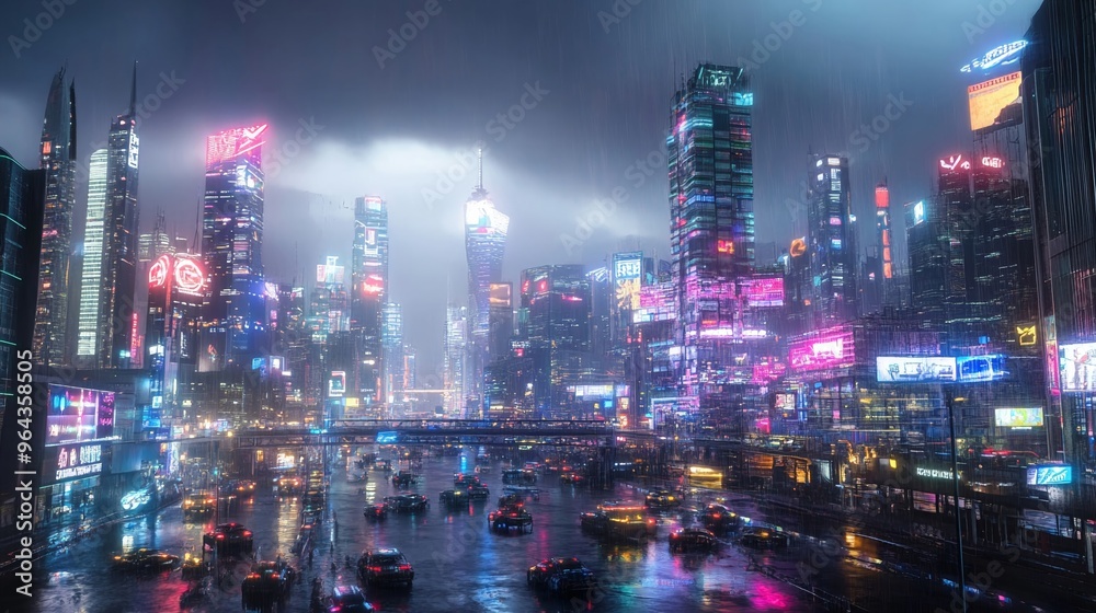 Naklejka premium AI metropolis digital innovation