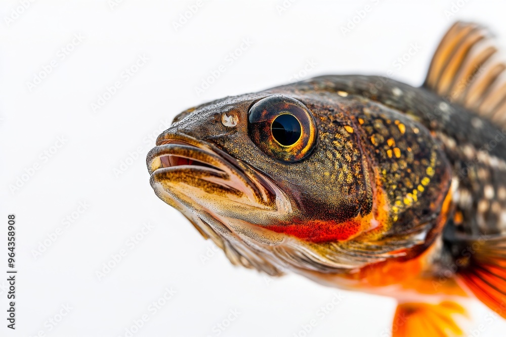 Mystic portrait of Climbing Perch fish in studio, isolated on white background Mystic portrait of Climbing Perch fish in studio, isolated on white background