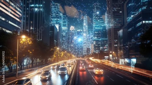 AI-controlled future advanced urban landscape