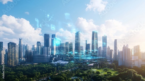 AI-controlled future advanced urban landscape