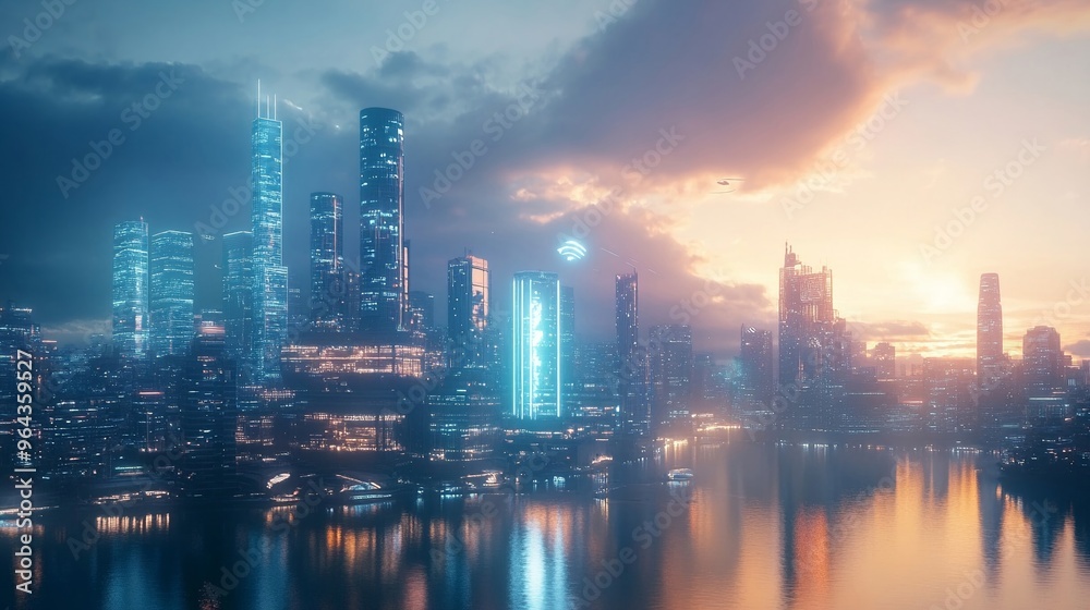 Fototapeta premium AI-controlled metropolis futuristic architecture