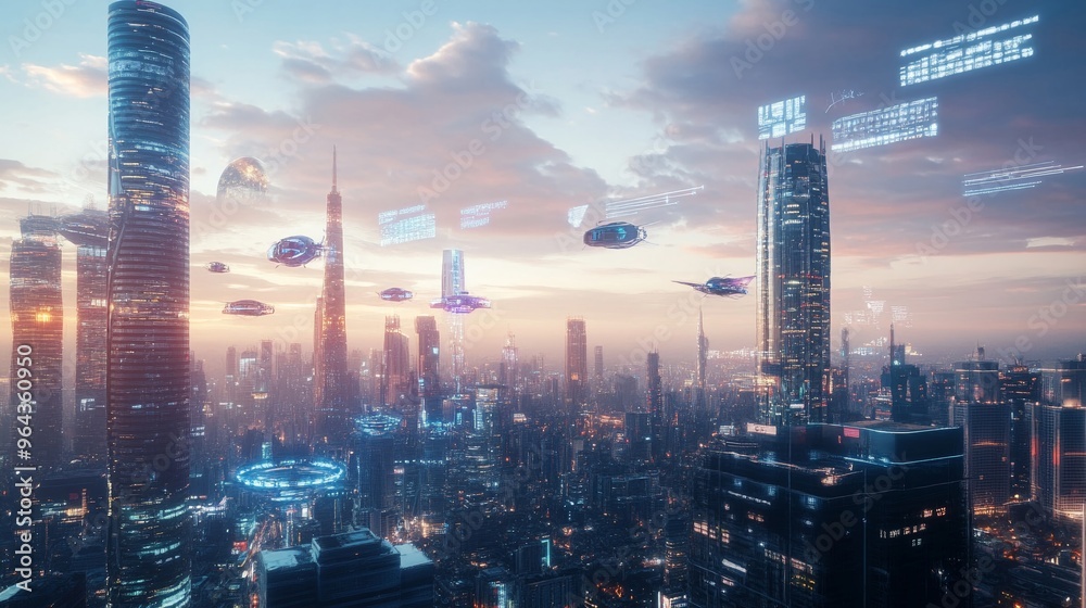 Fototapeta premium AI-powered city advanced infrastructure