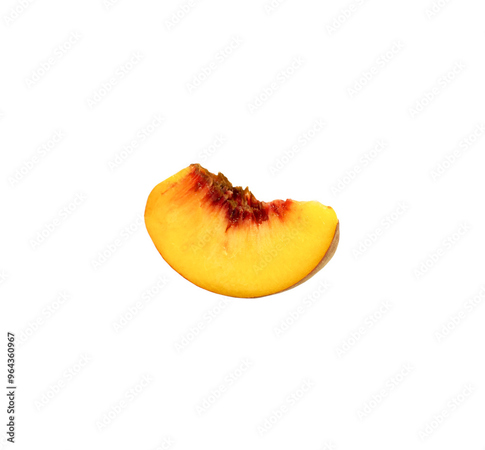 Ripe red Peach slice isolated on white background. Ripe red Peach slice isolated on white background.