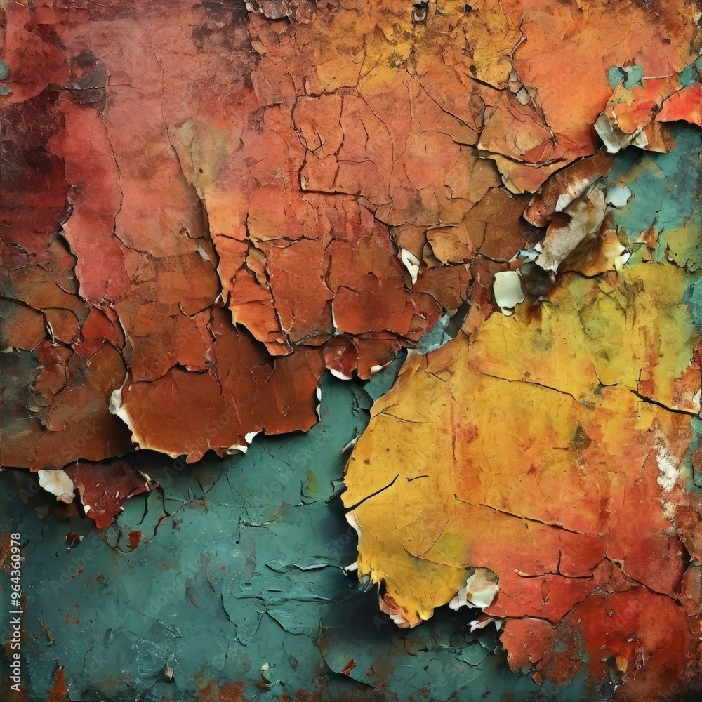 a textured, cracked surface with a mix of warm and cool colors, including red, orange, yellow, and green. a textured, cracked surface with a mix of warm and cool colors, including red, orange, yellow, and green.