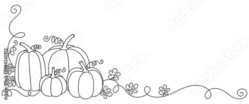 Pumpkin line art style vector illustration