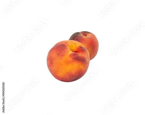 Ripe red peaches isolated on white background.