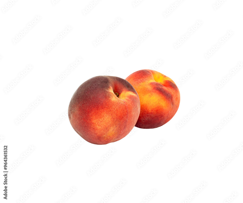 Ripe red peaches isolated on white background.