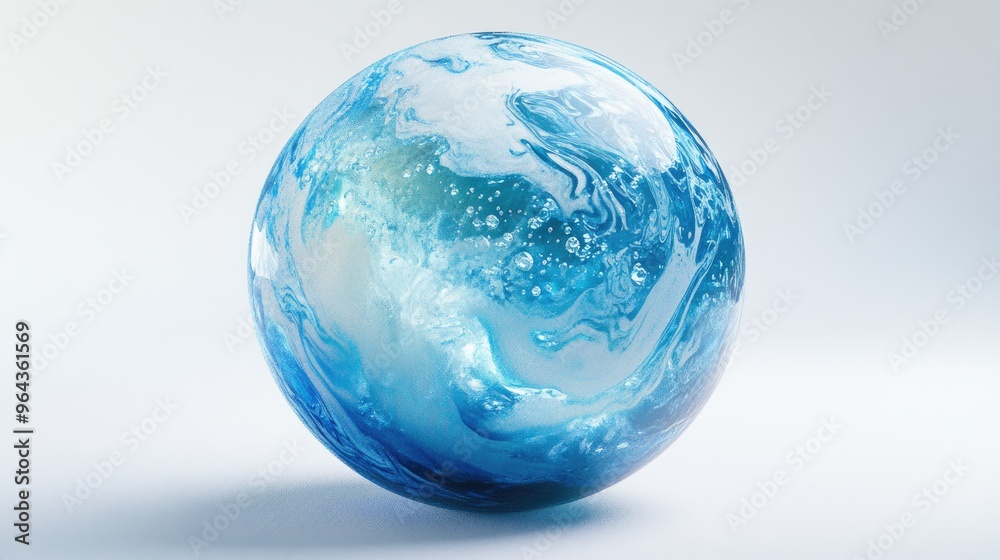 Blue sphere, bubbles, white. Generative AI Blue sphere, bubbles, white. Generative AI