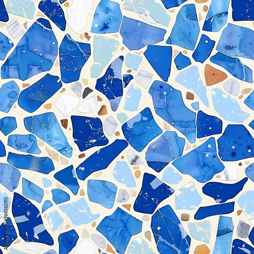 Modern funky blue terrazzo pattern seamless repeat pattern tile abstract marble modern mosaic ceramic interior design flooring aesthetic stylish geometric trendy seaside floor beach house





 photo