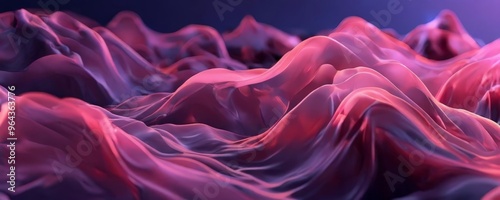 a close-up view of a flowing, abstract pattern of pink and purple hues, resembling the movement of a river or the undulating waves of the ocean. The background is a deep purple,