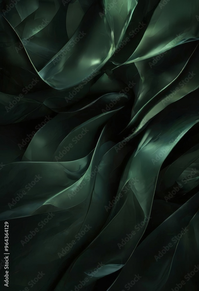 a digital art piece featuring a dark green, abstract pattern with curved lines and overlapping shapes, creating a sense of depth and movement. a digital art piece featuring a dark green, abstract pattern with curved lines and overlapping shapes, creating a sense of depth and movement.