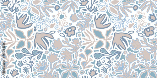 seamless pattern design silhouettes of tropical florals flowers leaves vector