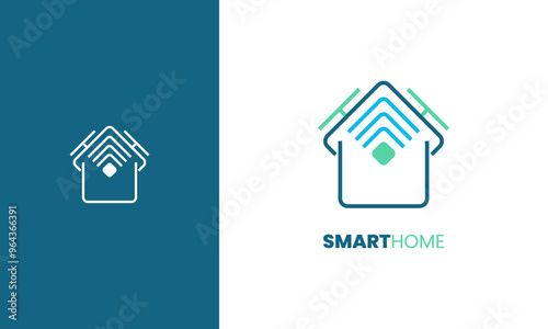 Smart home logo that symbolizes innovation and modern living. Featuring creative, minimalist design with wireless, solar, and digital technology. Perfect for real estate, tech, and security systems.