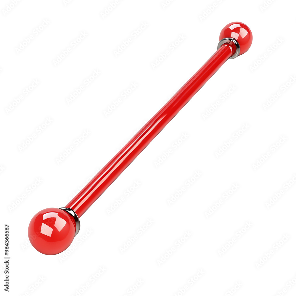 A vibrant red barbell with spherical ends, perfect for fitness enthusiasts looking to enhance their workout routines. A vibrant red barbell with spherical ends, perfect for fitness enthusiasts looking to enhance their workout routines.