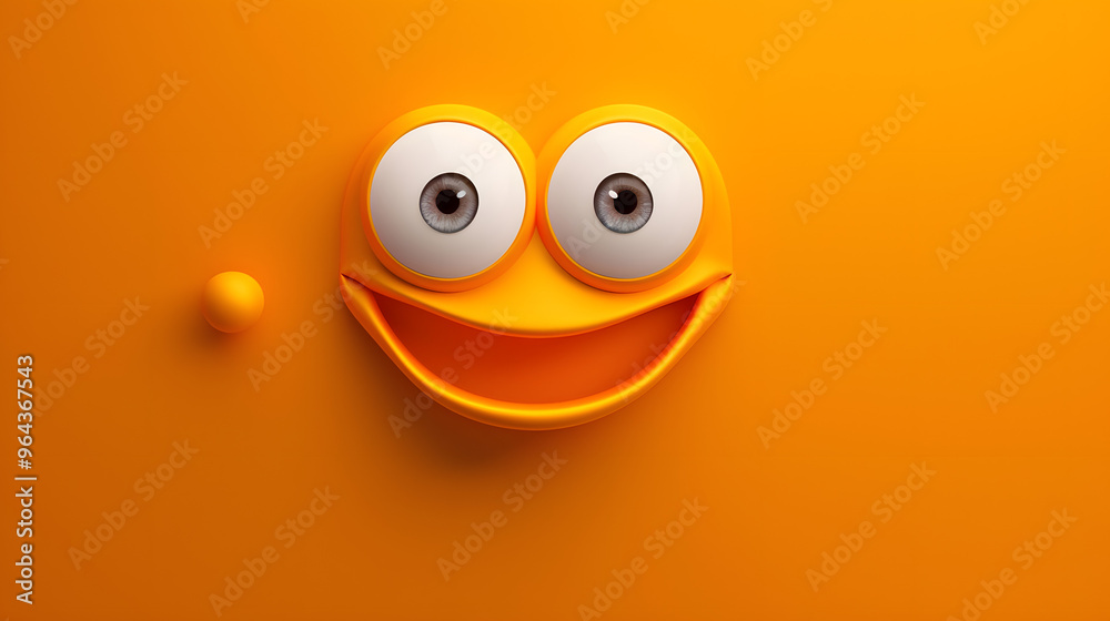 Excited eyes and mouth emoji expression on orange background Excited eyes and mouth emoji expression on orange background