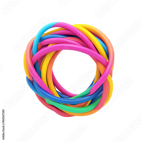 Colorful twisted ribbons create an eye-catching circular pattern. Perfect for design projects, children's themes, or playful visuals.