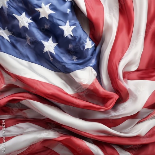 The American flag, with its iconic red, white, and blue colors, is depicted in a close-up view, showcasing the intricate details and patterns that make it a symbol of American pride and unity.