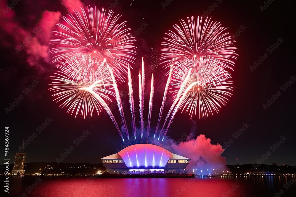 Fototapeta premium Breathtaking Fireworks Show Lighting Up the Night Sky