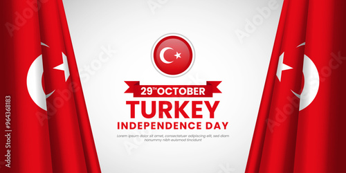 Happy Turkey Republic Day 29 October Background with Waving flag photo