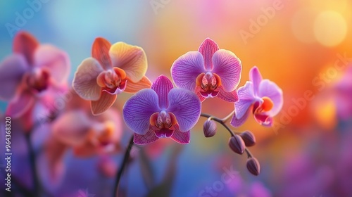 Exotic flowers close up. Generative AI