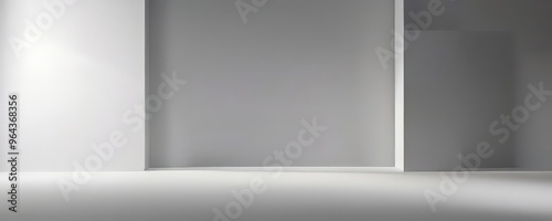 Wallpaper Mural A minimalist room with a white wall, a white pillar, and a white floor, illuminated by a spotlight. Torontodigital.ca