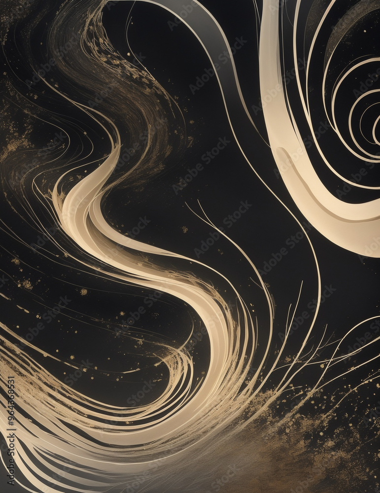 Obraz premium abstract background illustration - abstract dark golden and black waves background - Generative AI