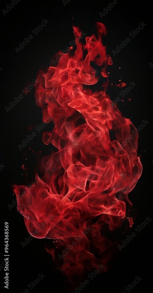 Red flames dance against a black backdrop, creating a mesmerizing display of swirling smoke and fire. Red flames dance against a black backdrop, creating a mesmerizing display of swirling smoke and fire.