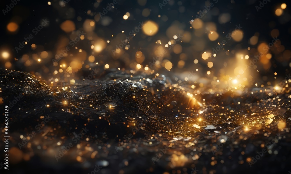 a dark, textured surface with a multitude of small, glowing golden circles scattered across it, creating a sense of depth and movement. a dark, textured surface with a multitude of small, glowing golden circles scattered across it, creating a sense of depth and movement.