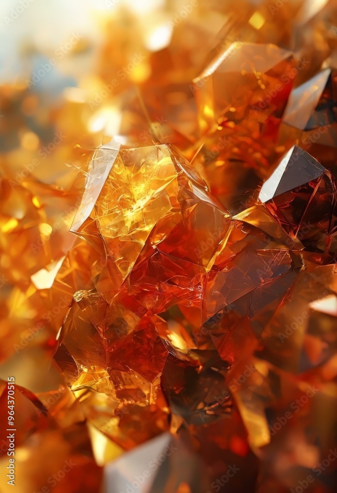 a close-up view of a cluster of faceted crystals, with a warm, golden-orange hue and a textured, jagged surface. a close-up view of a cluster of faceted crystals, with a warm, golden-orange hue and a textured, jagged surface.