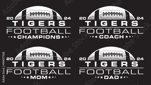 Football Champions 2024 - Tigers Designs is a sports design template that includes a graphic basketball and a space for your own teams name. This design is great for advertising and promotions.