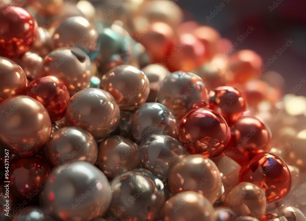 A close-up view of a pile of shiny, spherical objects in various shades of red, orange, and silver, creating a visually striking and abstract composition. A close-up view of a pile of shiny, spherical objects in various shades of red, orange, and silver, creating a visually striking and abstract composition.
