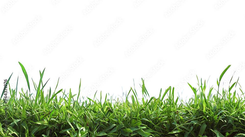 Fototapeta premium Sport field green grass isolated on white background