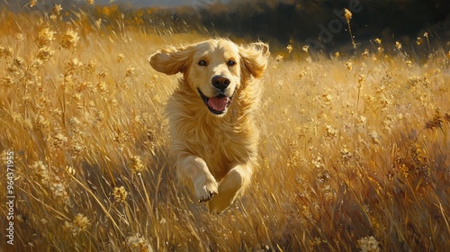 Golden retriever in nature. Generative AI