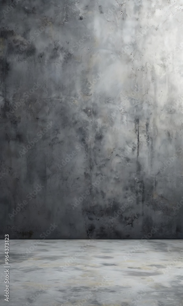 A textured concrete wall with a flat, empty floor in the foreground.