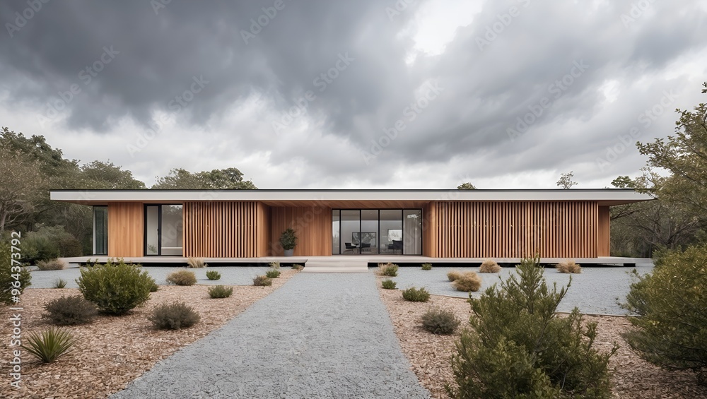 minimalist design, featuring a flat roof and a combination of wood and glass exterior minimalist design, featuring a flat roof and a combination of wood and glass exterior