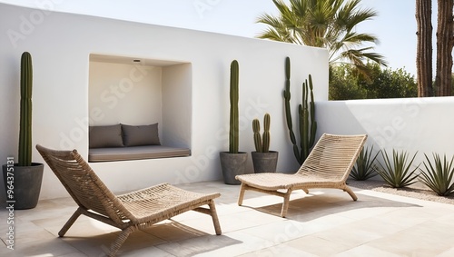 Mediterranean-style outdoor space with a minimalistic design