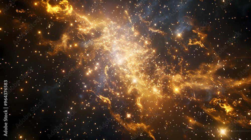 Fototapeta premium Galactic cluster view and stars operating as cosmic computers and nebulae streaming with interstellar data transfers