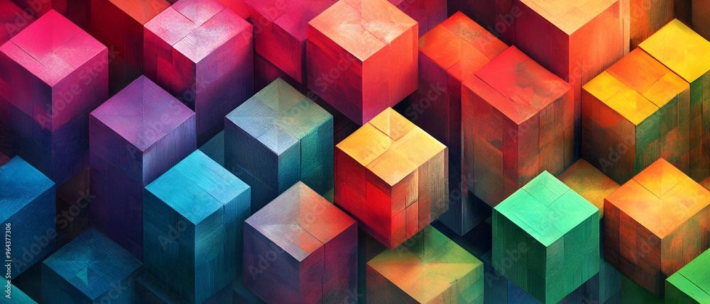 Obraz premium Abstract Colorful Cubes Pattern D Illustration